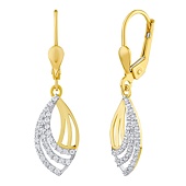 VIOLETTA Gold-Hängeohrringe mit Zirkonen aus Gelbgold