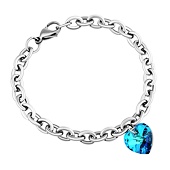 Damen Armband aus Edelstahl mit Swarovski® Crystals Herz 14 mm Bermuda Blue