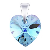 Silberanhänger Herz Aquamarine 14 mm mit Swarovski®-Crystals