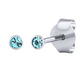 Stříbrné náušnice pecky Malia s modrými Swarovski Zirconia 2 mm