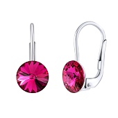Ohrringe aus Silber 925 mit Swarovski® Crystals 8 mm Fuchsie