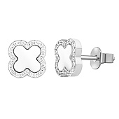 Stříbrné náušnice čtyřlístek Jonet s perletí a Brilliance Zirconia