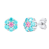 Ohrstecker aus Silber 925 Blümchen Lolly mit Brilliance Zirconia Damen und Kinder