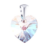 Silberner Herzanhänger 14 mm mit Swarovski®-Crystals Shimmer