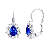 Gold-Hängeohrringe Tränen aus Weißgold mit echtem Topaz und Brilliance Zirconia