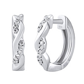 Diamantové náušnice kruhy Kyra z bílého zlata s diamanty 0,07 ct ⌀13 mm