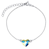 Silberarmband mit Swarovski® Crystals Herz Aurora Boreale