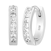 Stříbrné náušnice kruhy Aimi s čirým Brilliance Zirconia 16 mm