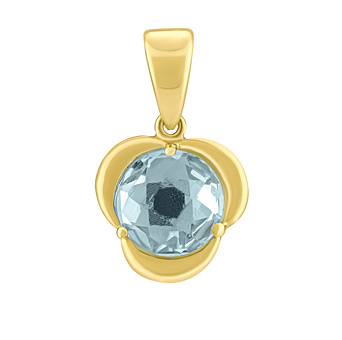 Zlatý přívěsek Nya ze žlutého zlata s přírodním Swiss Blue topazem