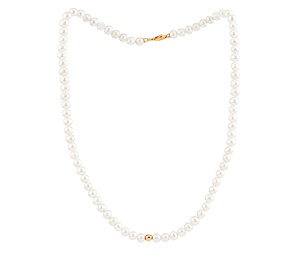 Perlový náhrdelník Calen z přírodních bílých perel se zlatým korálkem