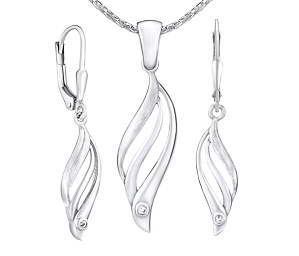 Parure di gioielli in argento LONDON - orecchini e pendente