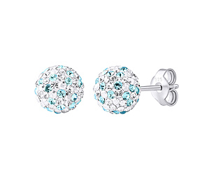 Strieborné náušnice kôstky Odette guličky 8 mm so Swarovski® Crystals tyrkysová dámske aj detské