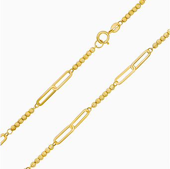 Zlatý náramek ze žlutého zlata Paper Clip s kuličkami - 3 mm