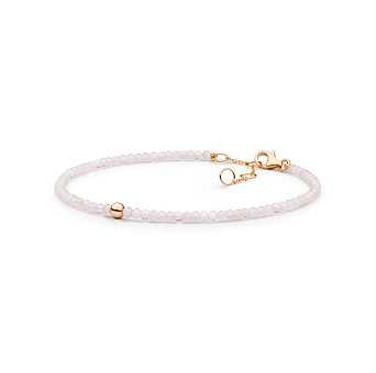Rosenquarz Armband Roseday mit einer Silberperle vergoldet mit Roségold