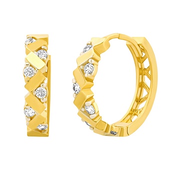 Zlaté náušnice kruhy Brionna ze žlutého zlata s Brilliance Zirconia