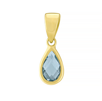 Zlatý přívěsek kapka Lawan ze žlutého zlata s přírodním Swiss Blue topazem