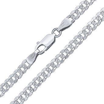 Stříbrný náhrdelník Curb Pancr s diamantovým výbrusem - 4,3 mm