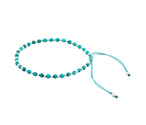 Bracciale in tessuto Sue scamosciato con perline in argento e turchese naturale