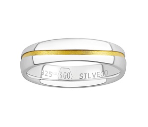 Snubní stříbrný prsten Sunny pozlacený žlutým zlatem