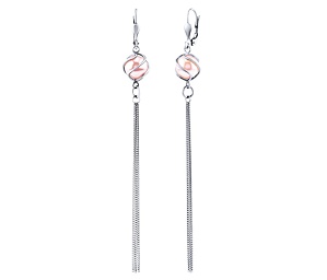 Ketten Ohrringe aus Silber 925 mit Swarovski® Crystals rosa Perle