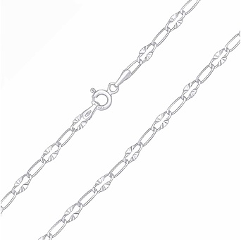 Zlatý řetízek Paper Clip s broušenými Sunburst očky z bílého zlata - 3,5 mm