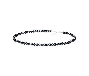 Perlenkette ELODIE aus schwarzen Naturperlen mit silbernem Verschluss