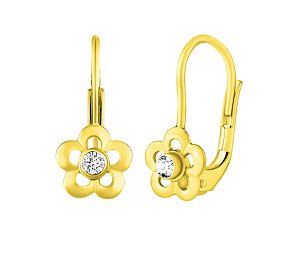 Zlaté detské náušnice kvetinky Fiore s Brilliance Zirconia
