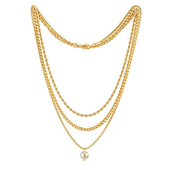 Saria mehrreihige Halskette aus Edelstahl, vergoldet mit Gelbgold