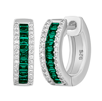 Strieborné náušnice kruhy Janne so zelenými Brilliance Zirconia