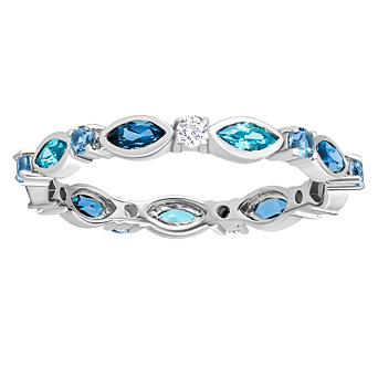 Silberring mit blauen Steinen und funkelnden Zirkonia Lorien 