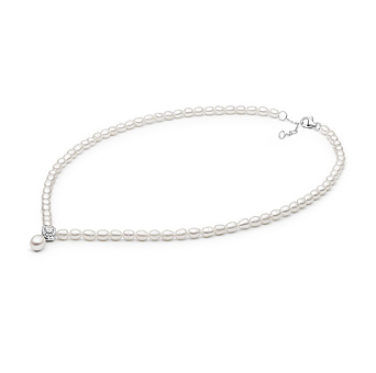 Perlenkette Perlett aus weißen Naturperlen mit silbernem Verschluss und Brilliance Zirconia