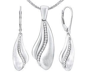 Parure di gioielli in argento ABBY: orecchini e pendente