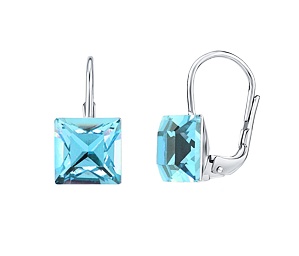 Strieborné náušnice so Swarovski® Crystals Aquamarine