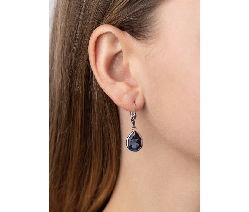 Hängeohrringe mit synthetischem Saphir Maira aus Silber 925