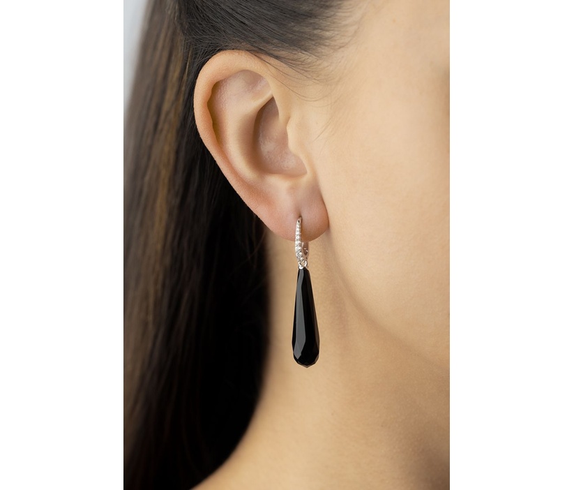 Stříbrné náušnice Hekaté s přírodním onyxem a Brilliance Zirconia