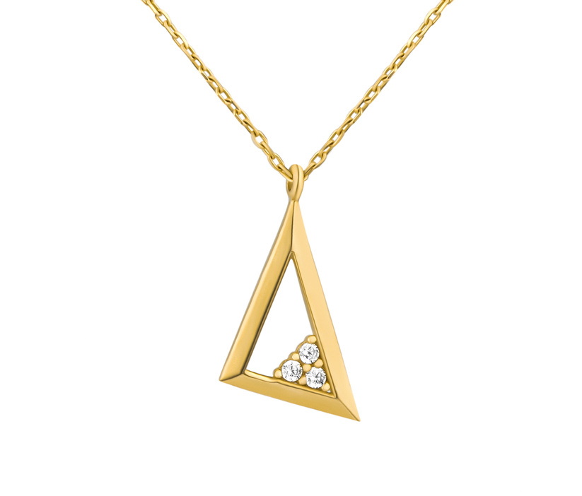 Zlatý náhrdelník Pythagoras ze žlutého zlata s Brilliance Zirconia 0,5 mm