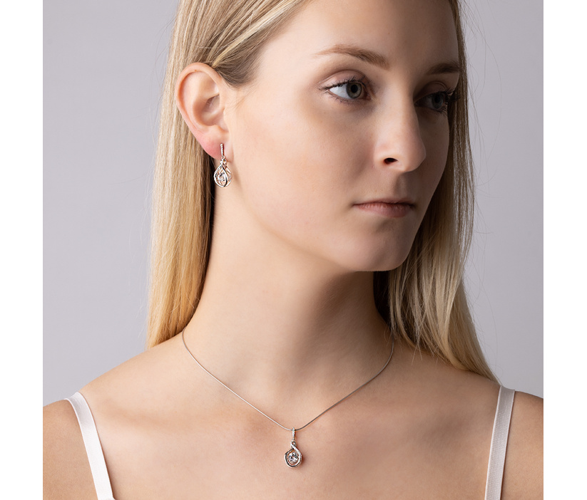 Stříbrná souprava šperků Amalea s tančícím bílým topazem a Brilliance Zirconia