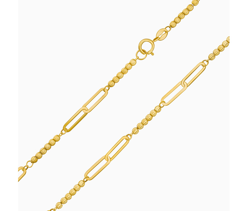 Zlatý náramek ze žlutého zlata Paper Clip s kuličkami - 3 mm