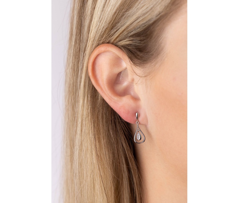 Stříbrné visací náušnice Keri s Brilliance Zirconia