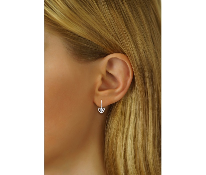 Goldohrringe für Kinder Herz mit natürlichem klarem Topasfür