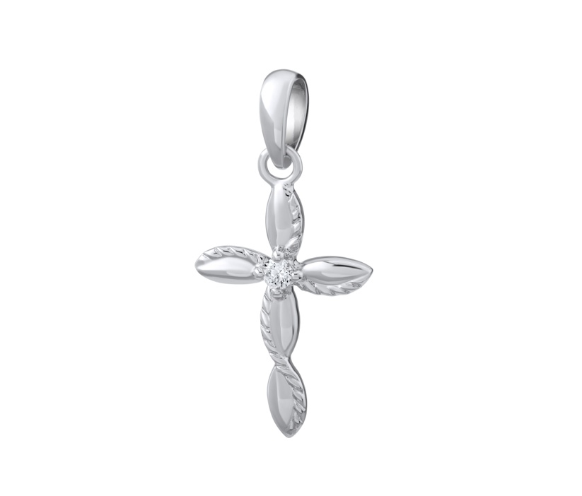 Strieborný prívesok krížik Darius so zirkónmi.