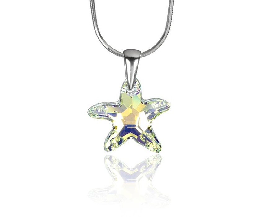 Stříbrný přívěsek Starfish 16mm Crystal AB se Swarovski® Crystals