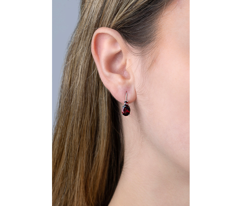 Zlaté náušnice Arane z bílého zlata s přírodními granáty