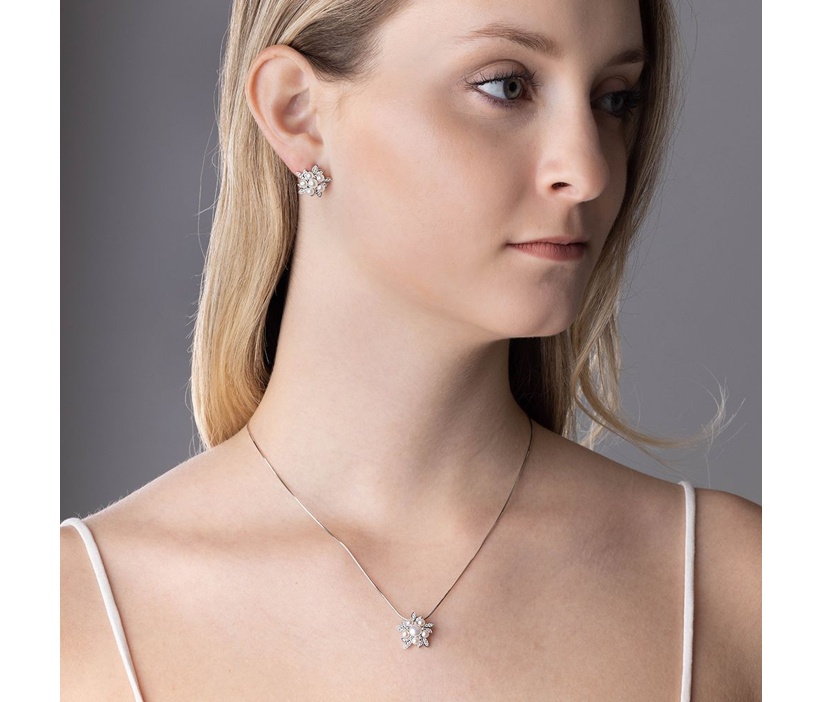 Silberschmuckset Rebecca mit echten Perlen und Brilliance Zirconia – Ohrringe und Anhänger