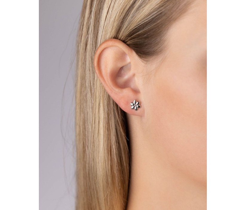 Celostříbrné náušnice květinky na šroubek