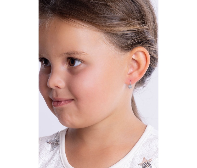 Orecchini Emma in oro bianco con Brilliance Zirconia chiari per bambini