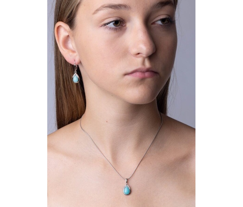 Strieborné visiace náušnice s pravým amazonitom a Brilliance Zirconia