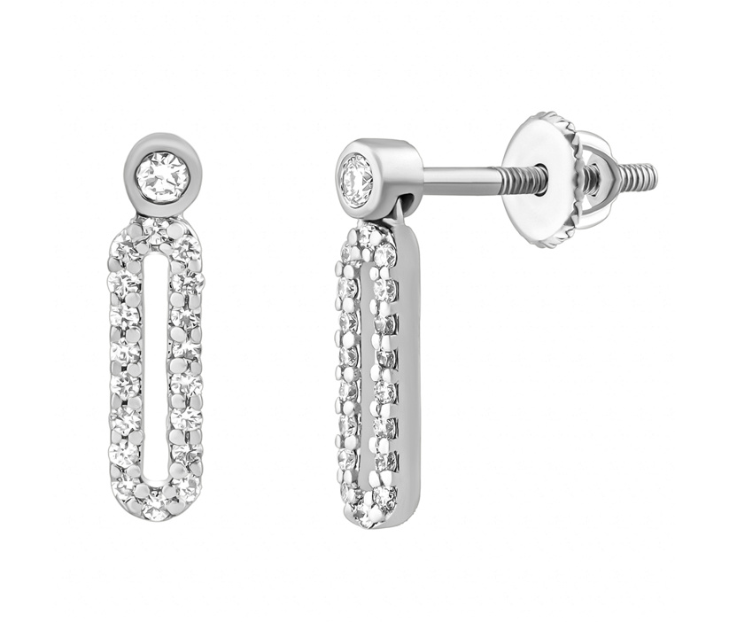 Diamantové náušnice Zerona z bílého zlata s diamanty 0,16 + 0,05 ct
