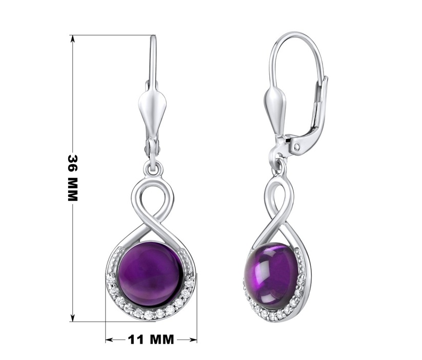 Silber-Hängeohrringe mit natürlichem Amethyst