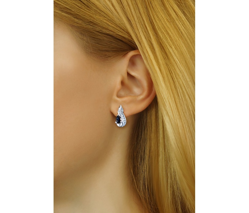 VALERIA Silberohrringe mit synthetischem Saphir
